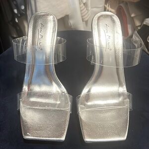 Brand new clear silver strap shoes